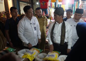 Dirut Bulog Dampingi Mentan Tinjau Ketersediaan Beras SPHP di Pasar Lubuk Buaya, Padang